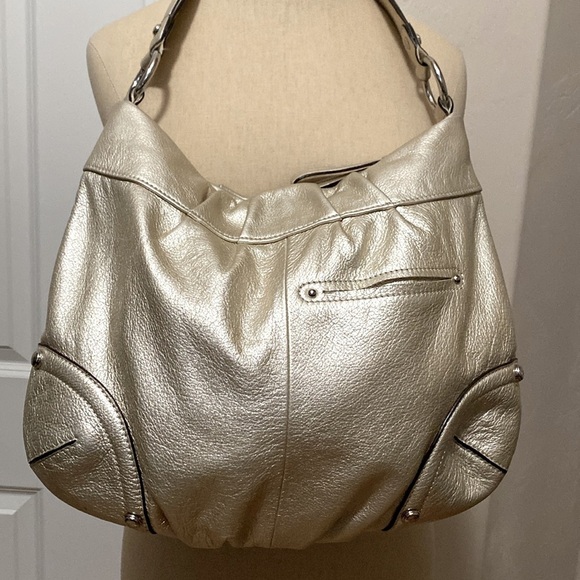 B.Makowsky | EUC Champagne Gold Metallic Leather Shoulder Bag Women’s Retro 90’s - Picture 4 of 11